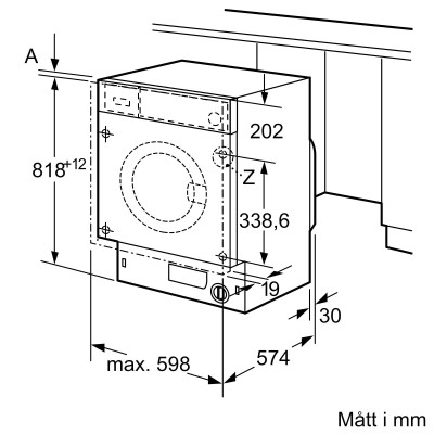 Siemens - WI14W542EU - iQ700 - Tvättmaskin - inbyggd - 8 kg - max. 1400 varv/min