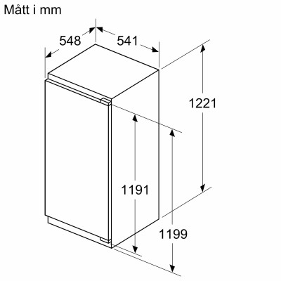 Bosch - KIR41VFE0 - Serie 4, Integrerad kylskåp, 122.1 x 54.1 cm, Platta gångjärn
