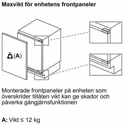 Bosch - KUR21ADE0 - Serie 6, Inbyggnadskylskåp, 82 x 59.8 cm, Platta gångjärn med mjukstängning