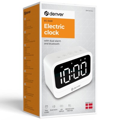 Denver - Klocka Alarm Bluetooth-högtalare Vit - A15396