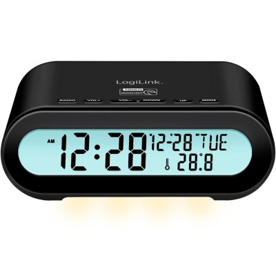 LogiLink - Klockradio Temp/Luftfuktighet USB-C/Batteridrift Svart - A13828