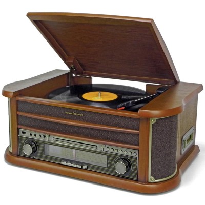 Soundmaster - Musik-anläggning Vinyl CD Radio Bluetooth Retro-design NR560 Trä - A10257