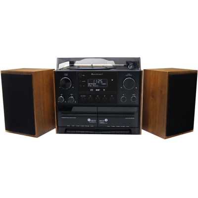 Soundmaster - Musik-anläggning Vinyl Radio CD Dubbel-kassett Bluetooth Högtalare MCD5600BR Trä - A12432