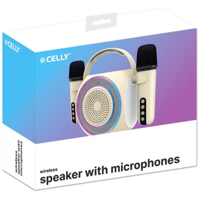 Celly - Partymic2 Trådlös högtalare RGB + 2 trådl. mikrofoner - A11148