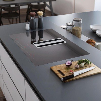 Silverline Flow-In Pro, 78 cm, induktionshäll med inbyggd fläkt, planlimning