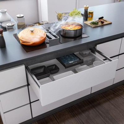 Silverline Flow-In Pro, 78 cm, induktionshäll med inbyggd fläkt, planlimning