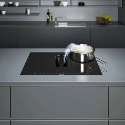 Silverline Flow-In Pro, 78 cm, induktionshäll med inbyggd fläkt, planlimning