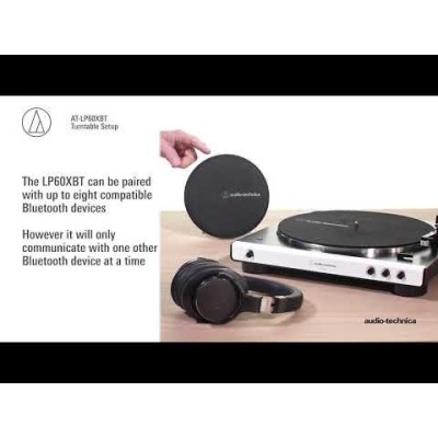Audio-Technica - Skivspelare Remdriven Hel-automatisk Bluetooth Svart/silver - AT-LP60XBTWH