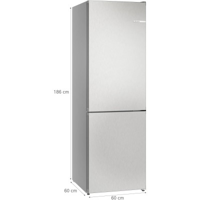 Bosch - KGN362LDF - Serie 4, Kombinerad kyl/frys, 186 x 60 cm, Inox-Look, Total No Frost