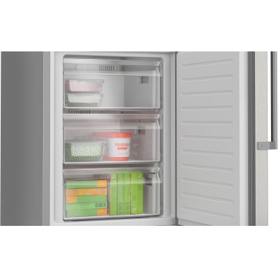 Bosch - KGN367ICT - Serie 4, Kombinerad kyl/frys, 186 x 60 cm, Borstat stål med anti-fingerprint, Total No Frost