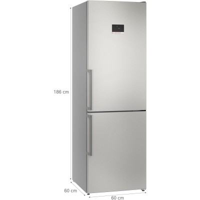 Bosch - KGN367ICT - Serie 4, Kombinerad kyl/frys, 186 x 60 cm, Borstat stål med anti-fingerprint, Total No Frost