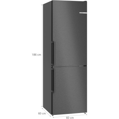 Bosch - KGN36VXCT - Serie 4, Kombinerad kyl/frys, 186 x 60 cm, Mörkt antracitfärgat stål, Total No Frost