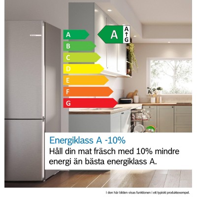 Bosch - KGN392I1F - Serie 4, Kombinerad kyl/frys, 203 x 60 cm, Borstat stål med anti-fingerprint, Total No Frost