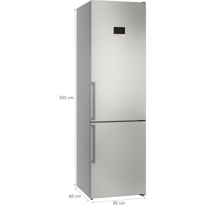 Bosch - KGN39AIBT - Serie 6, Kombinerad kyl/frys, 203 x 60 cm, Borstat stål med anti-fingerprint, Total No Frost