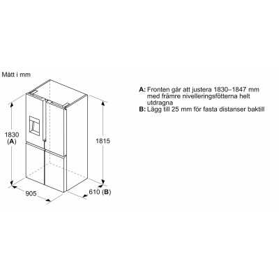 Siemens - KF96IAPEA - iQ500, Fristående kyl/frys, 183 x 90.5 cm, Borstat stål med antiFingerprint, Total noFrost