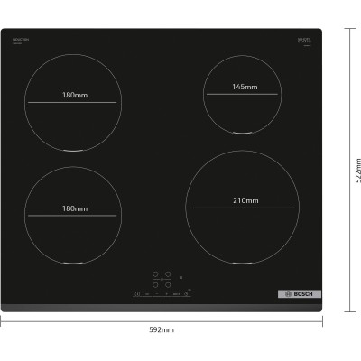 Bosch - PIE631BB5E - Serie 4, Induktionshäll, 60 cm, Ramlös Design