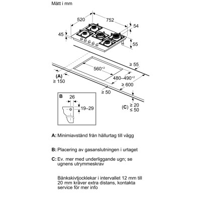 Siemens - EP7A6QI10 - iQ500, Gashäll, 75 cm, Härdat glas, Svart