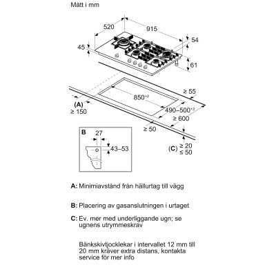Siemens - ER9A6SH40 - iQ700, Gashäll, 90 cm, Härdat glas, Svart
