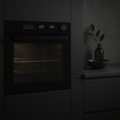 JGN inbygningsugn, 80 liter, svart Pyro 14 program - BO 7103 SR