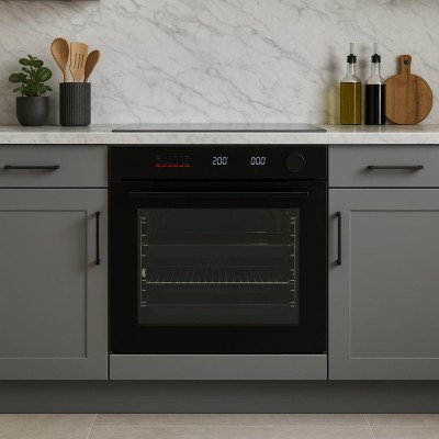 JGN inbygningsugn, 80 liter, svart Pyro 14 program - BO 7103 SR