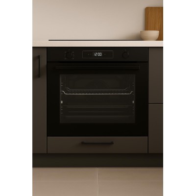 JGN inbygningsugn, 80 liter, svart Pyro 8 program - BO 7102 SR