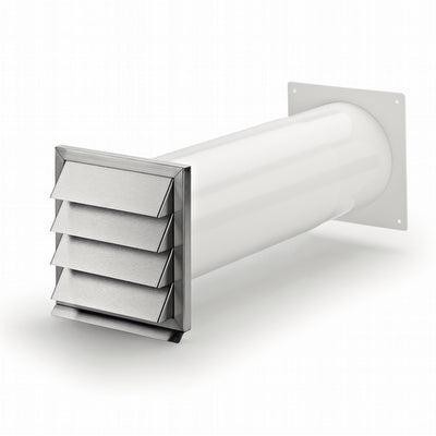 Väggkanal med ståljalusi, inkl returspjäll, Ø150mm, plast/stål - 4022039