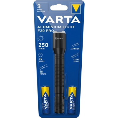 Varta - Aluminium Light F20 Pro Ficklampa 250 lm - A10603