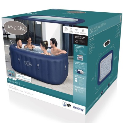 Bestway - Lay-Z-Spa Hawaii EnergySense AirJet 6 Blå 1.80mx1.80mx71cm - A13764