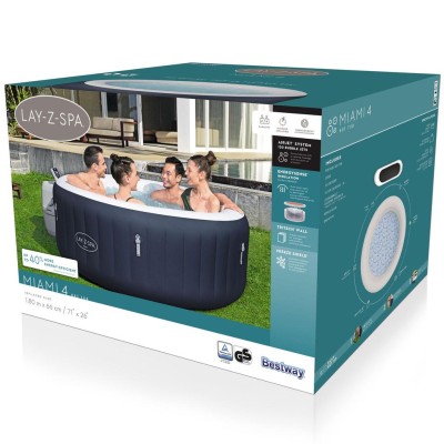 Bestway - Lay-Z-Spa Miami EnergySense AirJet 4 Mörkblå 1.80m x 66cm - A13763