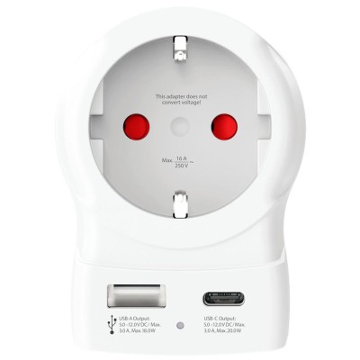 SKROSS - Reseadapter Europa till UK m.fl. USB-A/USB-C 20W PD Jordad - A15507