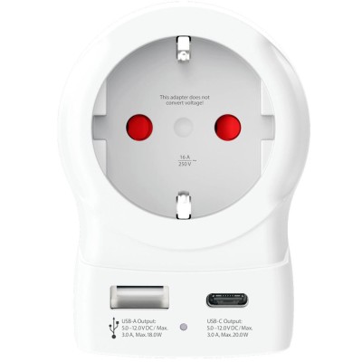 SKROSS - Reseadapter Europa till USA m.fl. USB-A/USB-C 20W PD Jordad - A15506