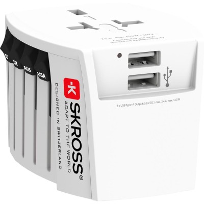 SKROSS - Världsreseadapter MUV USB 12W Ojordad - 1.302960