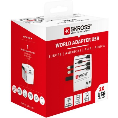 SKROSS - Världsreseadapter MUV USB 12W Ojordad - 1.302960