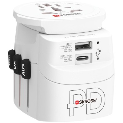 SKROSS - Världsreseadapter PRO Light USB AC30PD World PD 30W Jordad - A10013