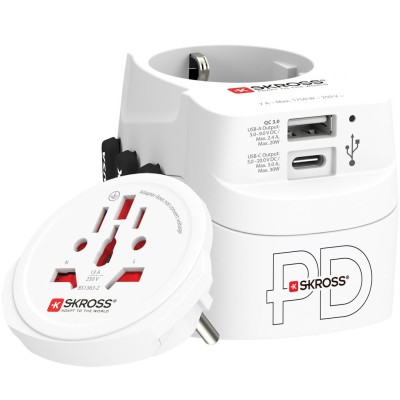SKROSS - Världsreseadapter PRO Light USB AC30PD World PD 30W Jordad - A10013