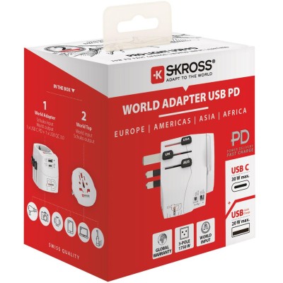 SKROSS - Världsreseadapter PRO Light USB AC30PD World PD 30W Jordad - A10013