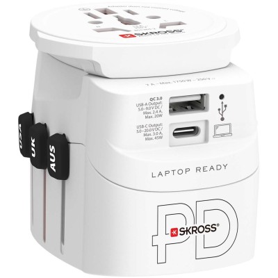 SKROSS - Världsreseadapter PRO Light USB AC45PD World PD 45W Jordad - A11978