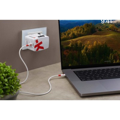SKROSS - Världsreseladdare AC65PD World USB-A+USB-C PD 65W Jordad - A11980