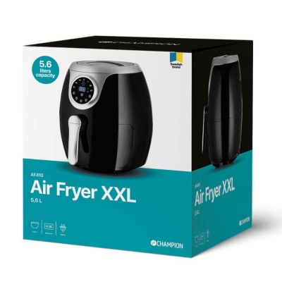 Champion - Airfryer XXL 5,6L 1800W AF410 Svart/Silver - CHAF410