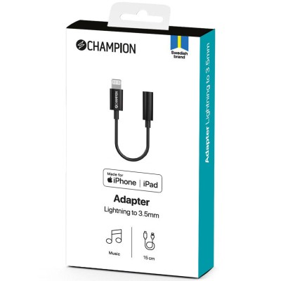 Champion - Adapter Lightning till 3,5mm Svart - A15425