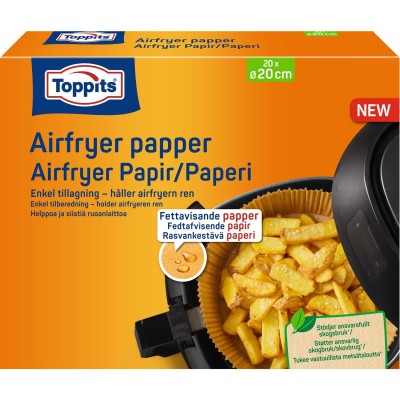 Toppits - Airfryer Fettfilter rund 20CM, Fettavisande papper "OBS 7st DFP" - A16359