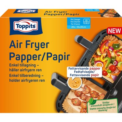 Toppits - Airfryer filterpapper 12cm x 20cm, För dubbla korgar "OBS 7st DFP" - A16360