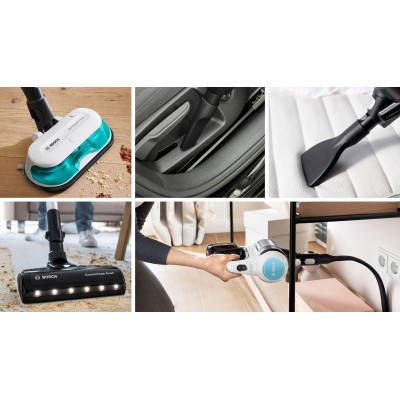 Bosch - BCS71HYG2 - Sladdlös 2 i 1 Dammsugare och Mopp, Unlimited 7 ProHygienic Aqua, Vit