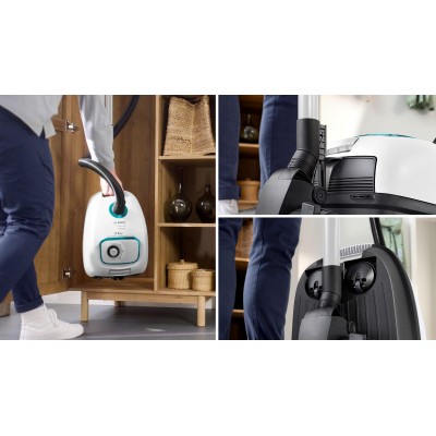 Bosch - BGD41HYG - Serie 4, Dammsugare med påse, ProHygienic, Vit