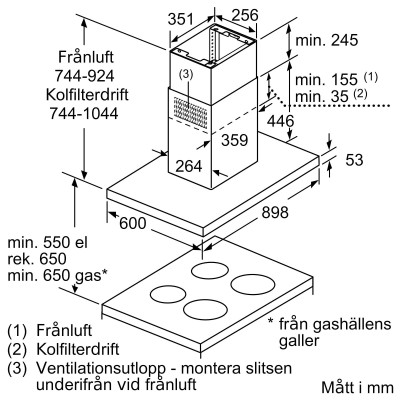 Bosch - DIB97IM50 - Serie 4, Frihängande köksfläkt, 90 cm, Rostfritt stål
