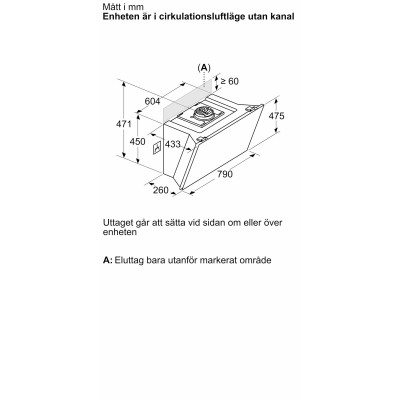 Bosch - DWK81AN60 - Serie 6, Vägghängd köksfläkt, 80 cm, Klarglas med svart tryck, Svart