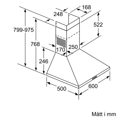 Bosch - DWP64BC50 - Serie 2, Vägghängd köksfläkt, 60 cm, Rostfritt stål