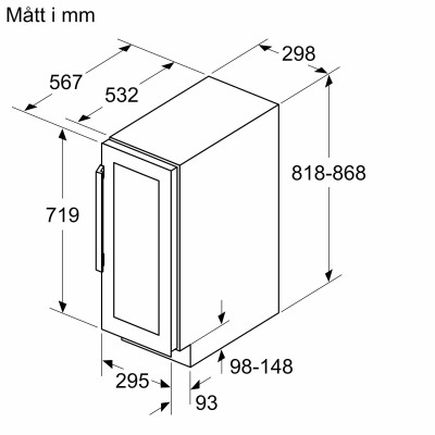 Bosch - KUW20VHF0 - Serie 6, Inbyggd vinkyl, 81.8 x 29.8 cm