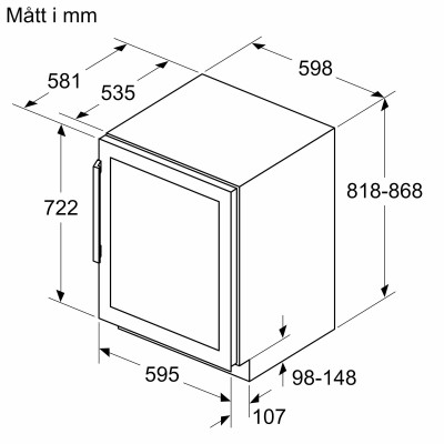 Bosch - KUW21AHG0 - Serie 6, Inbyggd vinkyl, 81.8 x 59.8 cm
