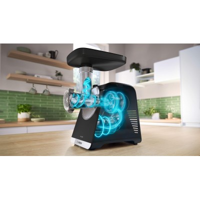 Bosch - MFWS640B - Serie 6, Köttkvarn, MultiPower, 2100 W, Svart, silver metalic
